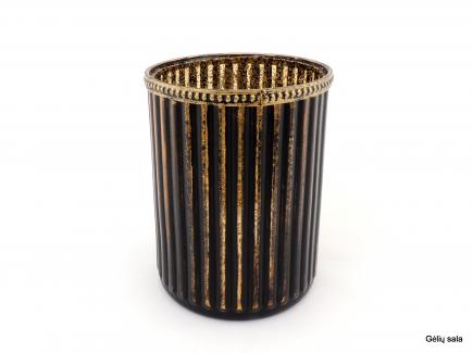 Glass Candle Holder Black