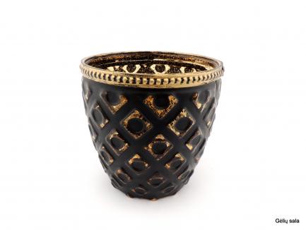 Glass Candle Holder Black